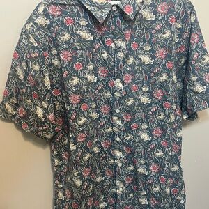 Navy Floral Men's button up Shirt